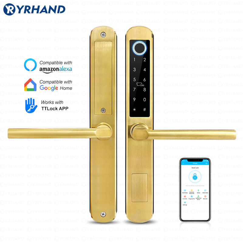 Glass Door Hinge - IP66 ゴールドステンレス鋼スライドガラススマートロック Ttlock アプリ Google ホーム