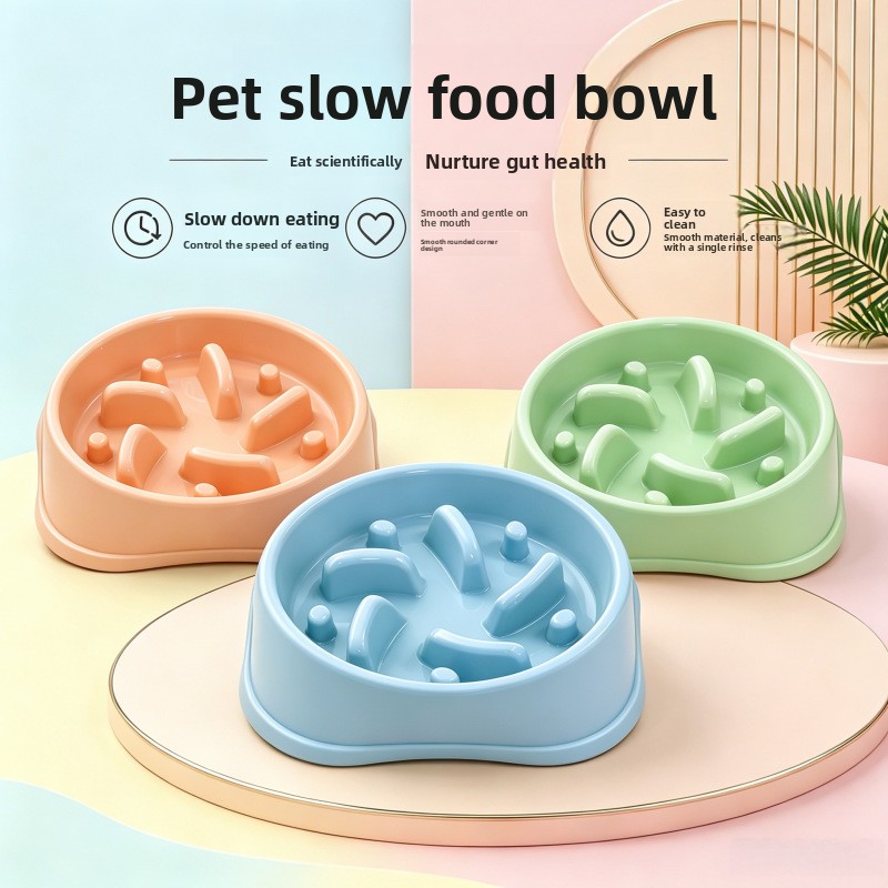 Royal Canin Food Medium - 1/3個入り 滑り止めスローフィーダー犬用ボウル 大容量 窒息防止 中型大型犬猫用フードディッシュ ブルー