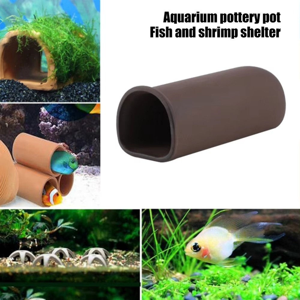 Hide Cave Ceramic - 繁殖・産卵・水槽用魚の隠れ家、セラミック製の洞窟型ハウス、魚やエビの隠れ家、洞窟型シェルター、水槽用トンネル