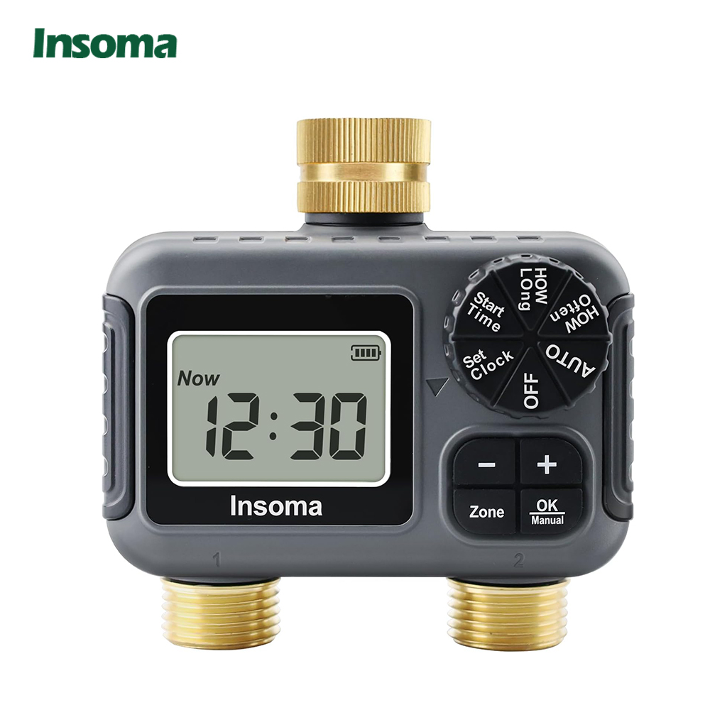 Timer Dual Outlet - Insoma-インテリジェント散水システム,デュアルアウトレット,自動散水タイマー,スプリンクル蛇口,庭,屋外用ホースプログラマー