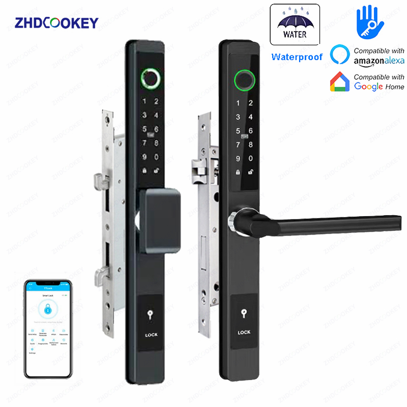 Glass Door Hinge - ZHDCOOKEY 生体認証デジタルドアロック 防水 TTLock アプリ BLE
