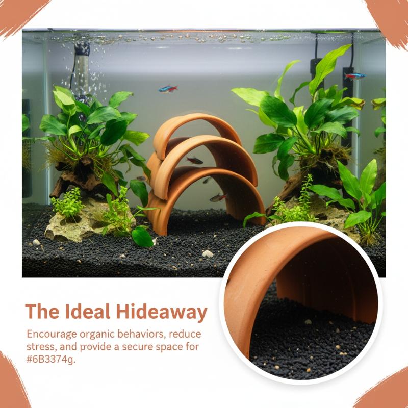 Hide Cave Ceramic - セラミック製魚の産卵洞窟 通気性のある赤い装飾エビの隠れ家 水槽の景観装飾用