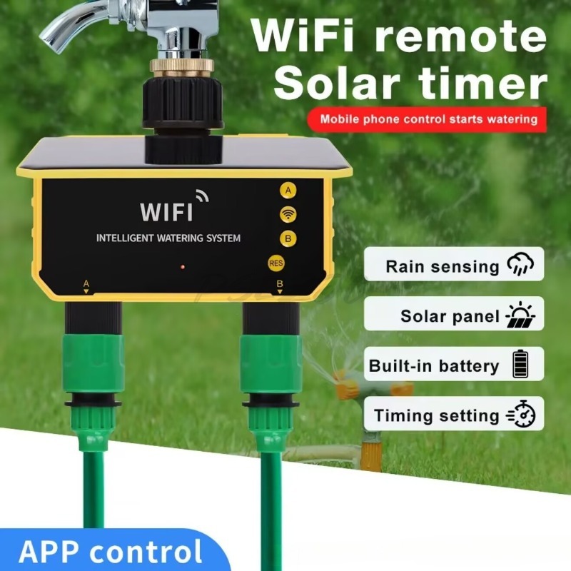 WiFiソーラー式水道バルブ灌漑コントローラー、デュアルアウ - Timer Dual Outlet のレビューと価格