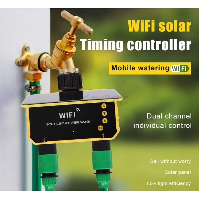 WiFiソーラー式水道バルブ灌漑コントローラー、デュアルアウ - Timer Dual Outlet のレビューと価格