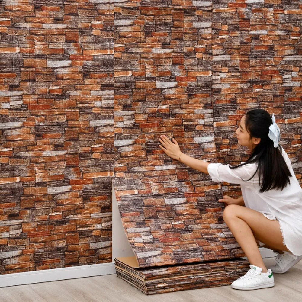 3Dレンガパターンの壁パネル,防水壁紙,リビングルーム,ベッ - Pvc Panel Background のレビューと価格