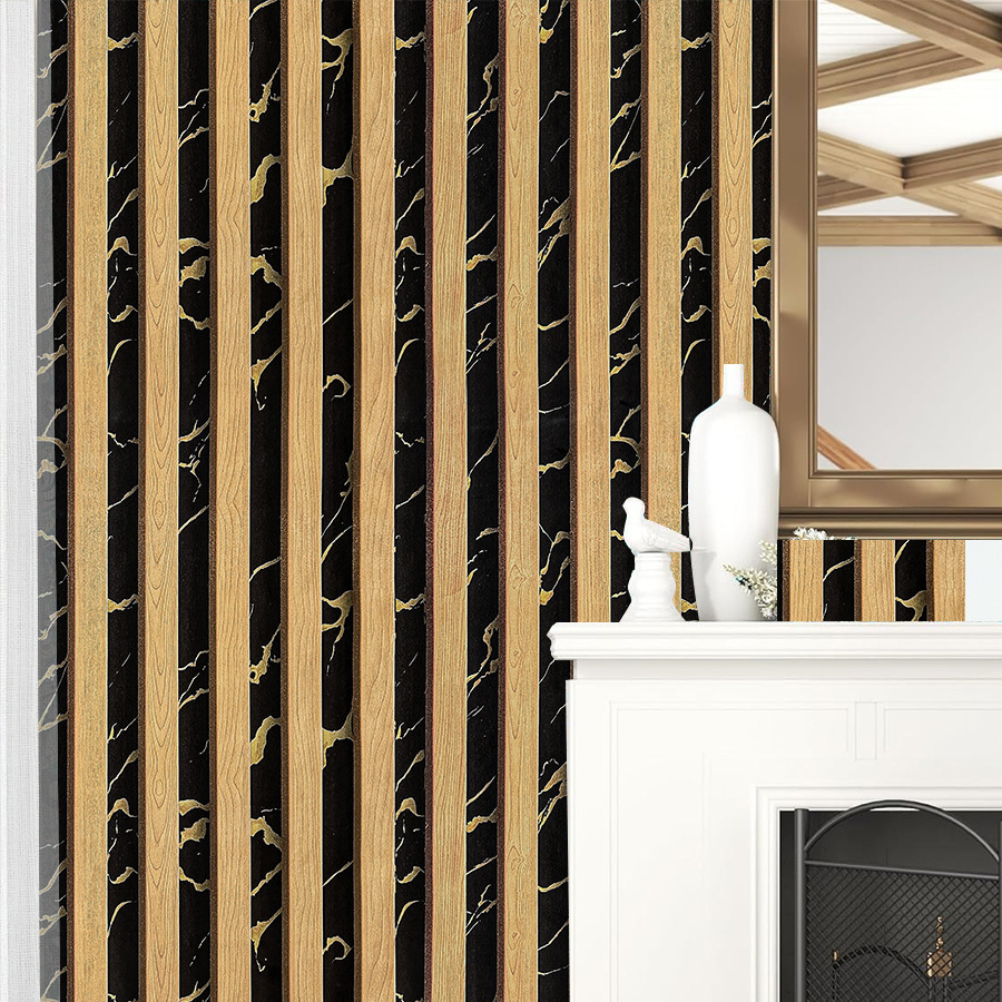 黄色のグリッドストライプ自己粘着壁紙家の装飾用ダイニングルー - Pvc Panel Background のレビューと価格