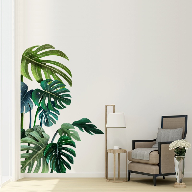 大北欧グリーンリーフウォールステッカーリビングルーム寝室の背 - Pvc Panel Background のレビューと価格